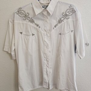 Vintage White Embroidered Western Shirt